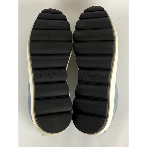Zara Platform Sneakers Bamba Sky Blue Velvet Platform Shoes SZ 40 US 9 - Picture 8 of 9